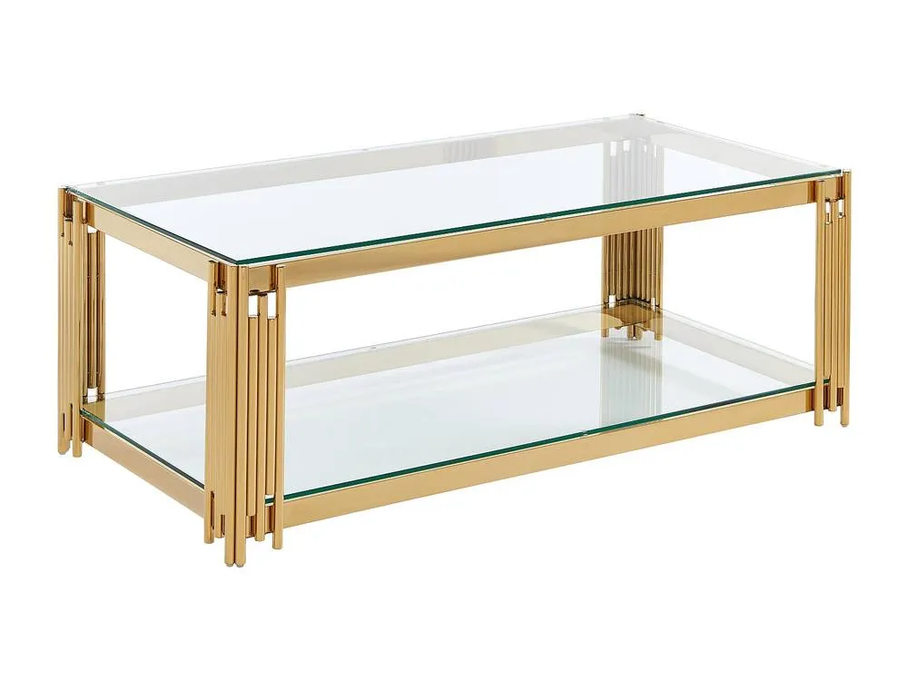 Vente-unique Tempered Glass & Stainless Steel Coffee Table - Golden - NOMELANO in Gold 5