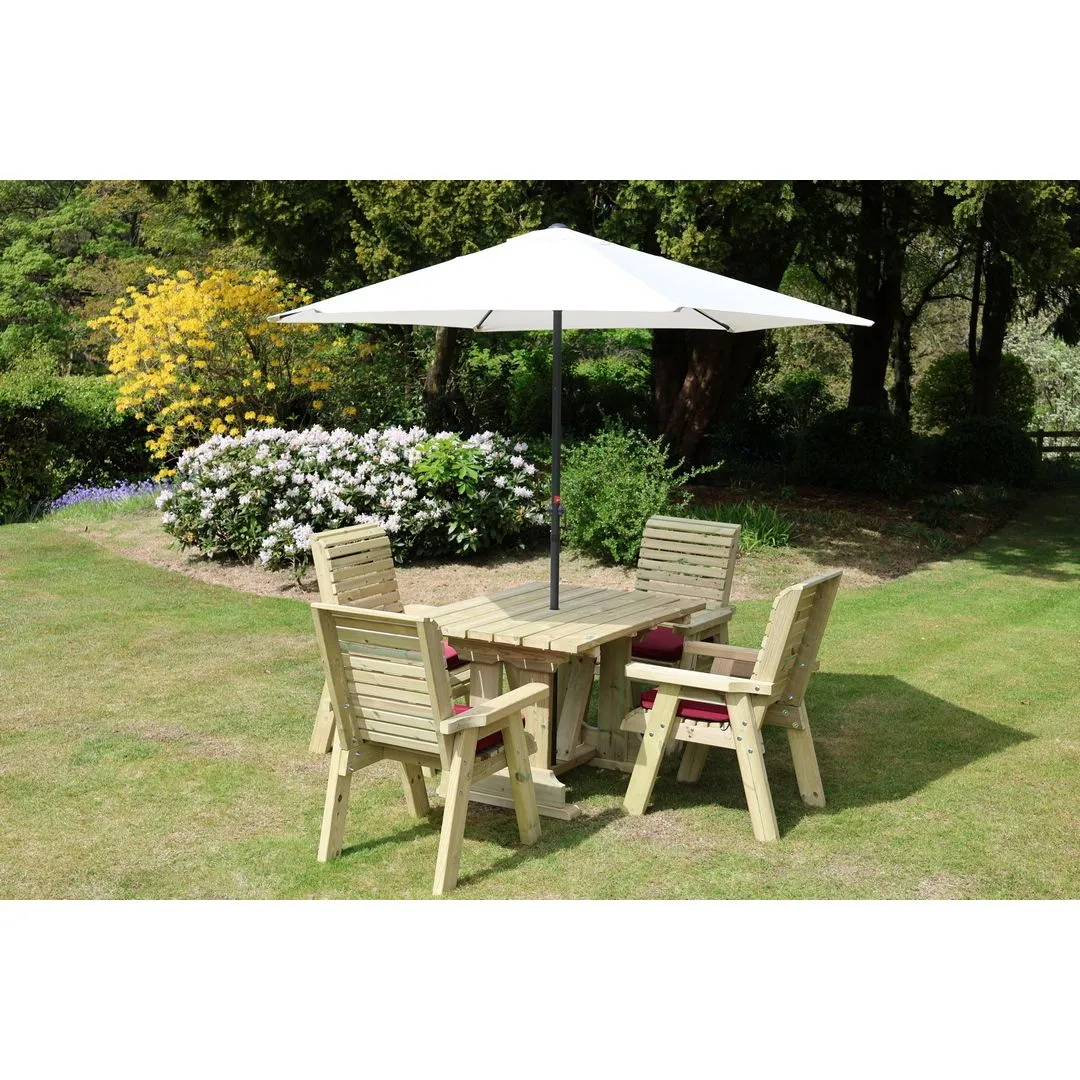 Churnet Valley Garden Furniture Ltd Ergo 4 Chair Dining Set - Min. Assembly Required - Set of Cushions Inc in Brown 3