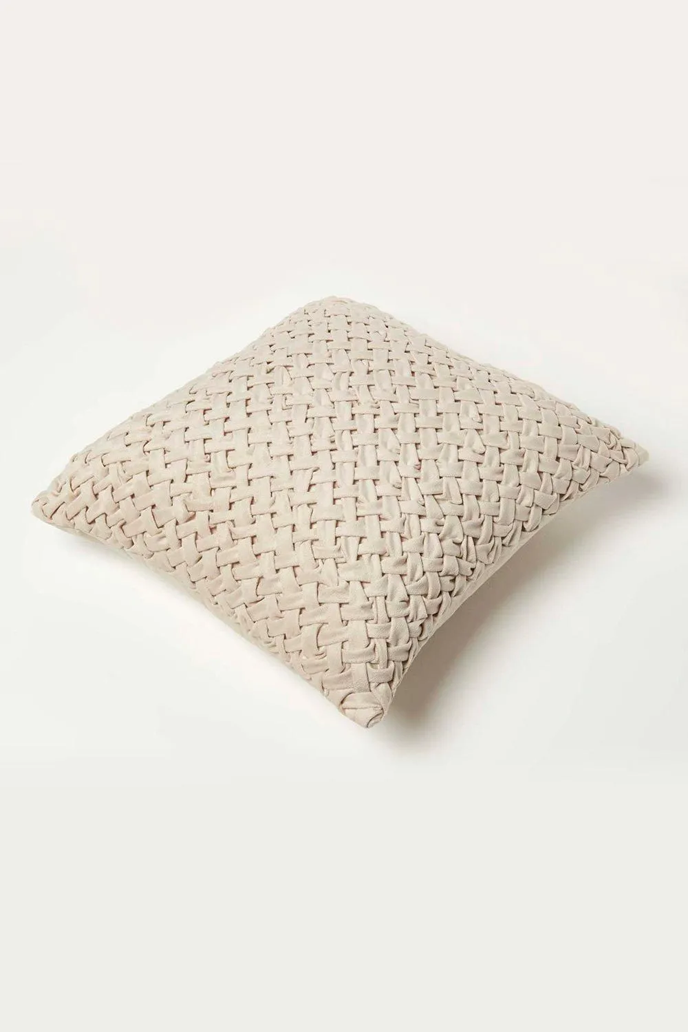 Homescapes Sofia Pleated Velvet Cushion in Cream 5