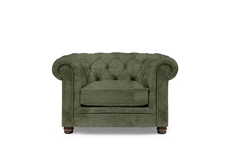 Shackleton Fabric Chesterfield Chair - Hunter Green