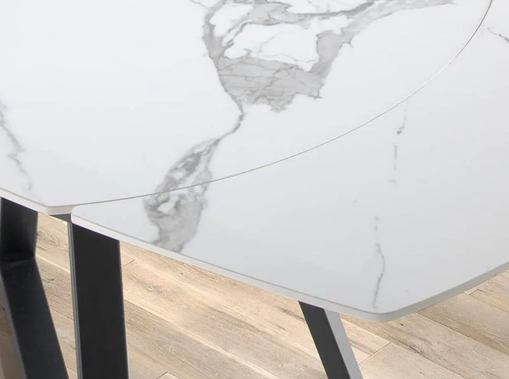 Angel Cerda Oval Extendable Dining Table, Porcelain Marble, Black Steel Legs 5