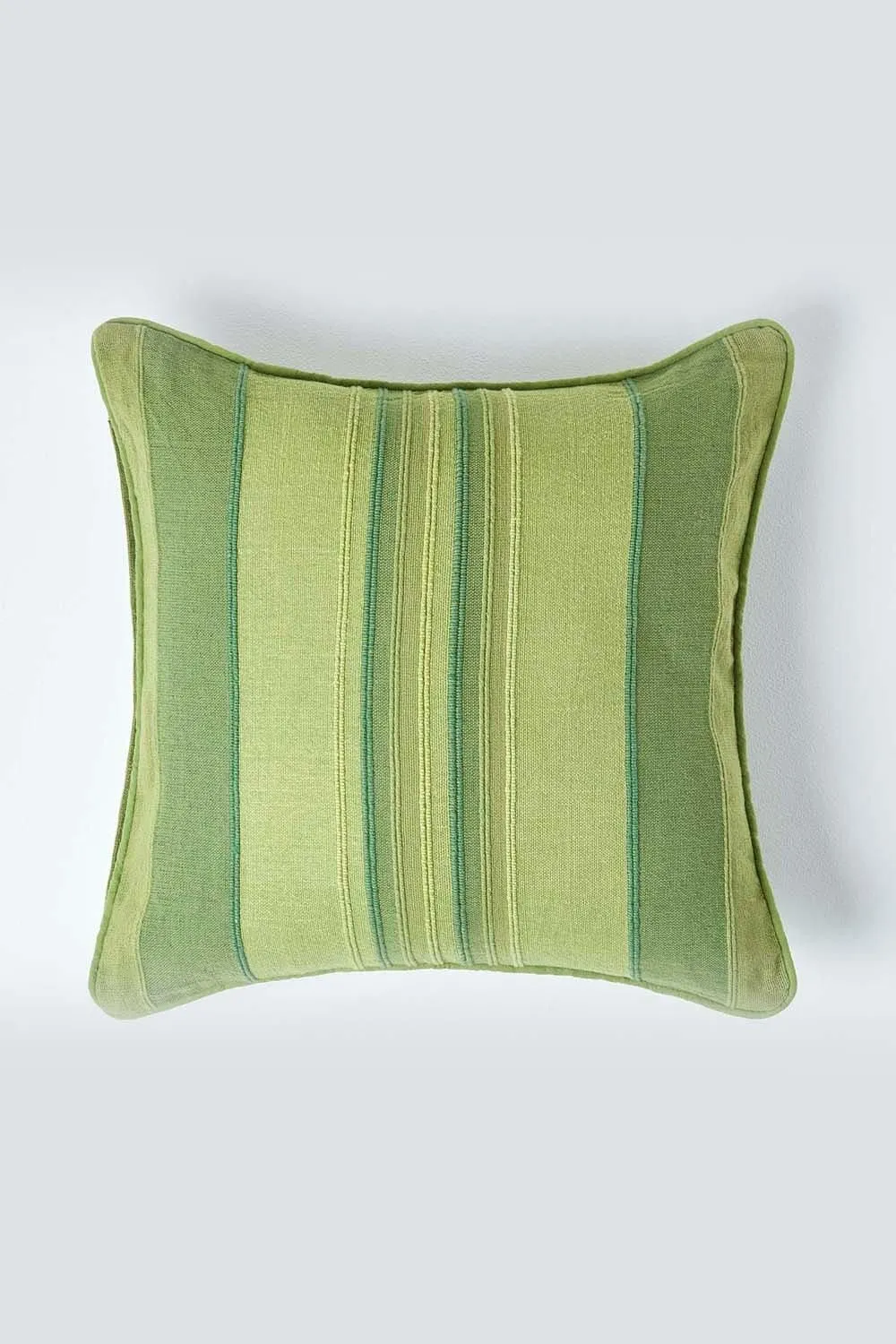 Homescapes Cotton Striped Morocco Cushion Cover in Green