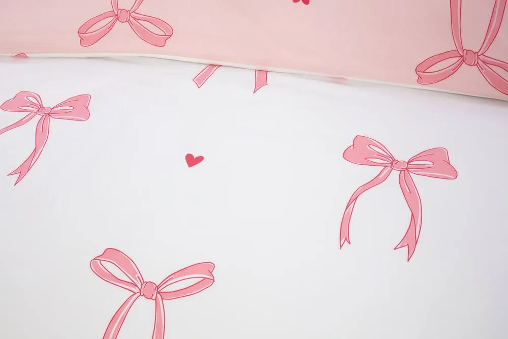 Rapport Home Bows Microfibre Duvet Cover Set with Pillowcase in Pink 2