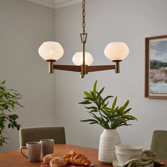 Hartford Alabaster 3 Light Semi Flush Ceiling Light
