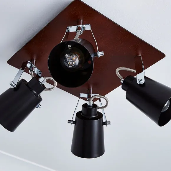 Johan 4 Light Black Semi Flush Spotlight 4