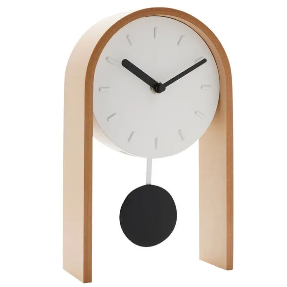 Interval Mid-Century Arched Pendulum Wooden Desk Clock 3
