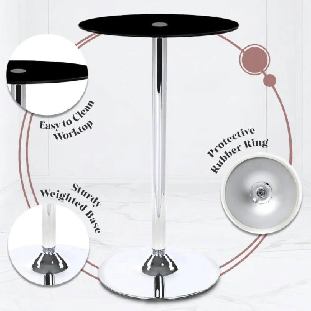 netfurniture Horizon Poseur Table Round Black Glass 3