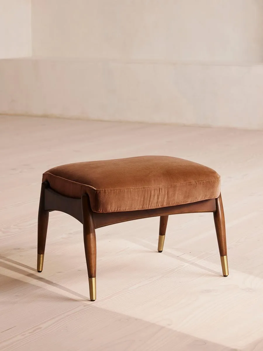 Theodore Footstool, Velvet, Cinnamon