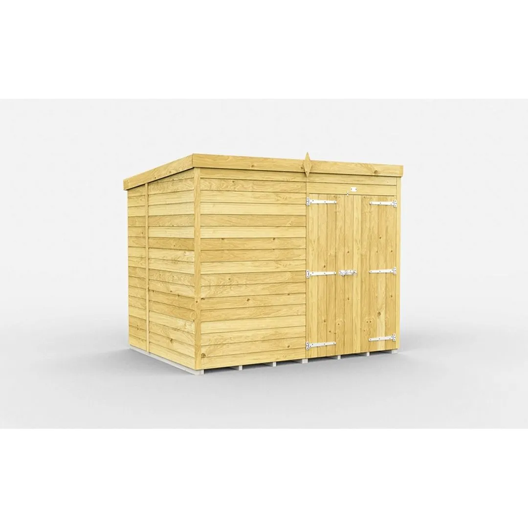 Buttercup Farm 8 x 6 Feet Pent Shed - Double Door W/O Windows - L178 x W243 x H201 cm in Brown