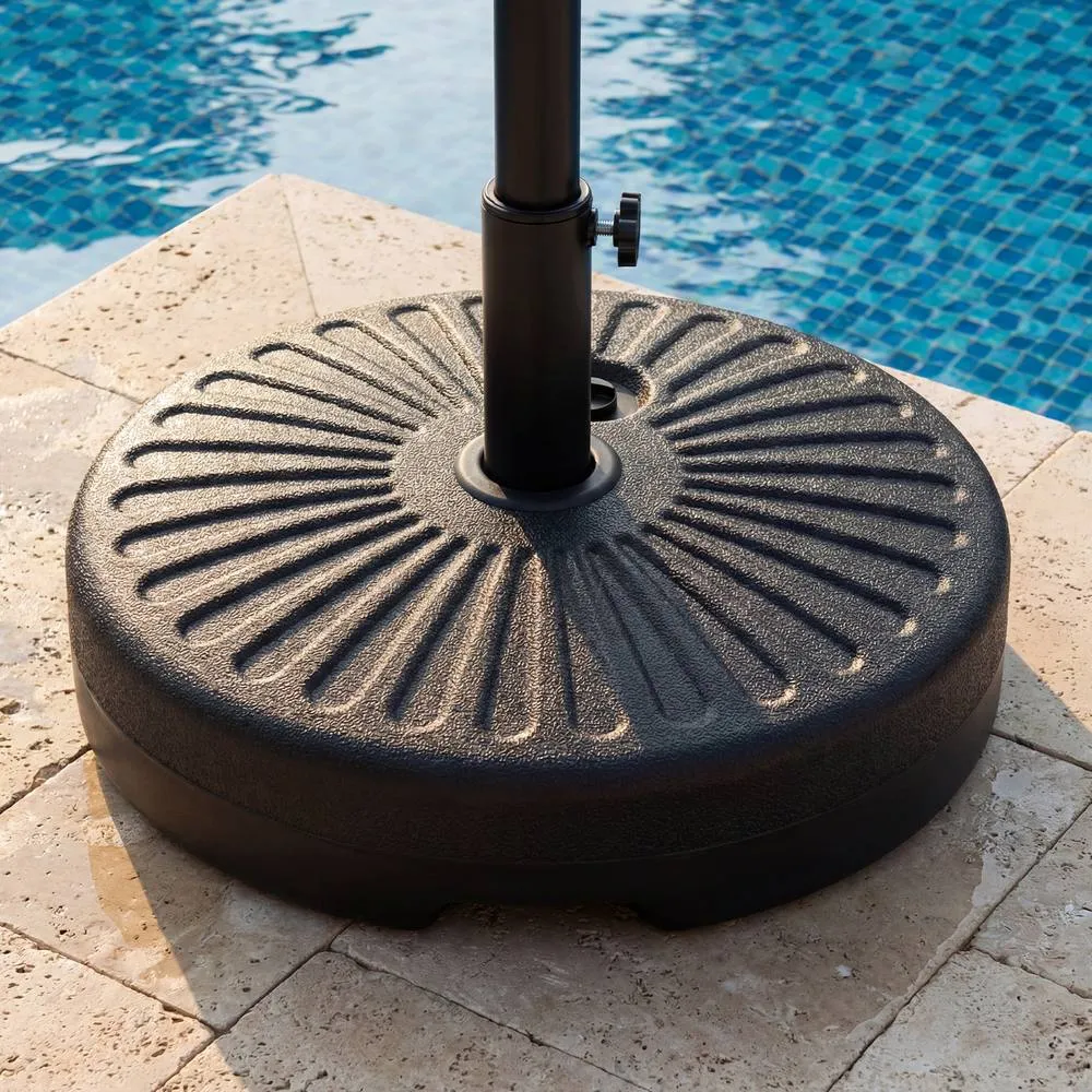 Costway 51CM Patio Umbrella Base Water Sand Filled Umbrella Stand w/2 Couplers in Black