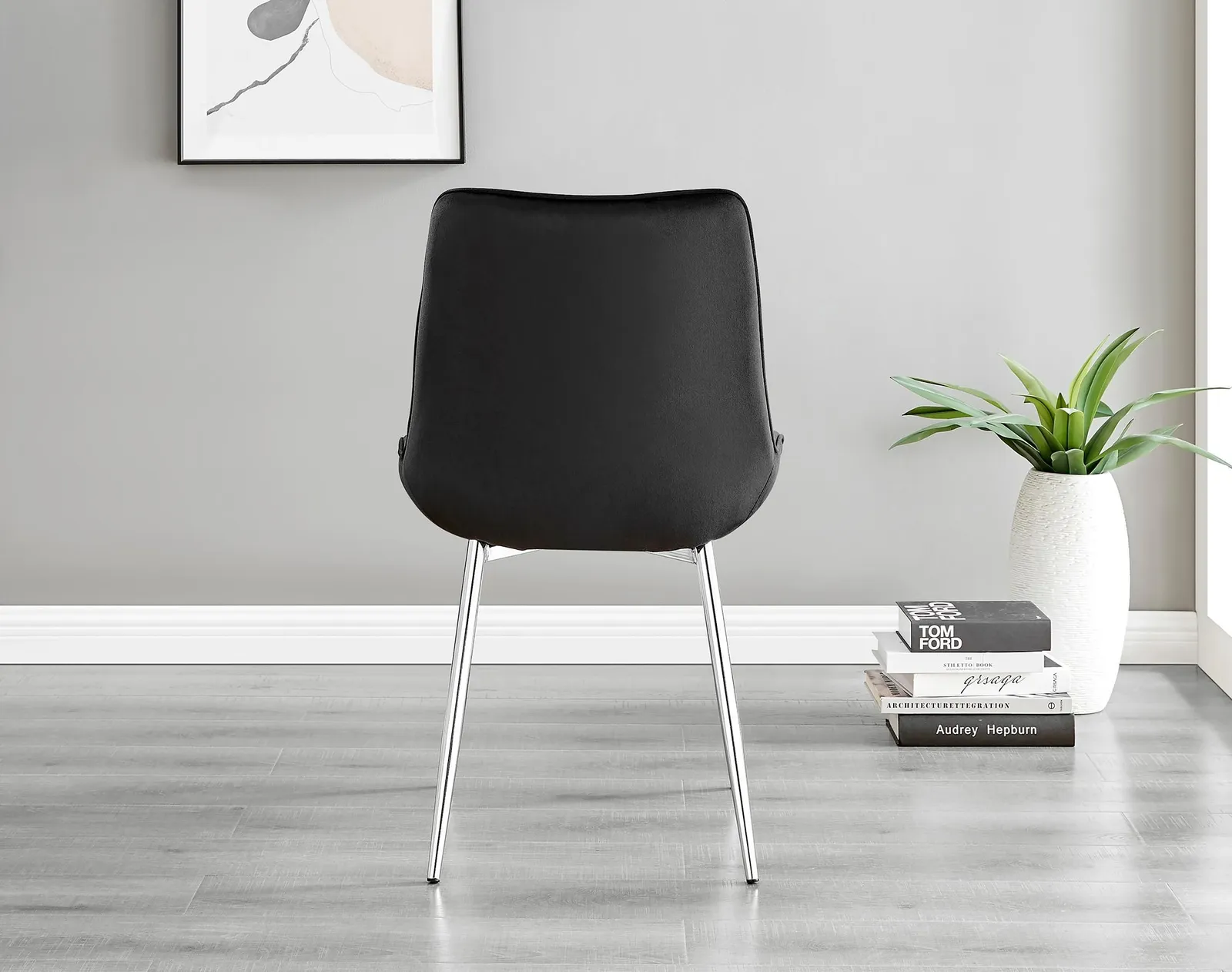 FurnitureboxUK 2x Pesaro Velvet Silver Leg Luxury Dining Chairs in Black 5
