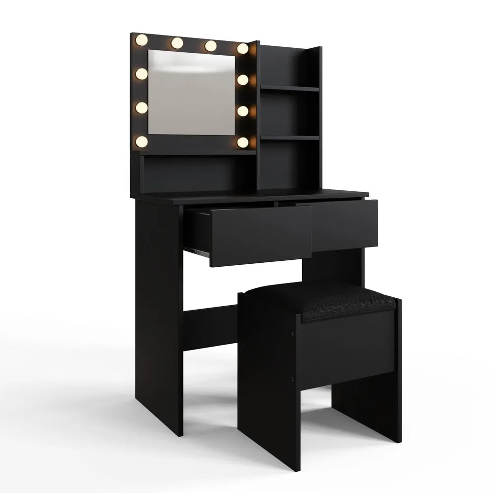 GFW Eva LED Dressing Table Set in Black 6