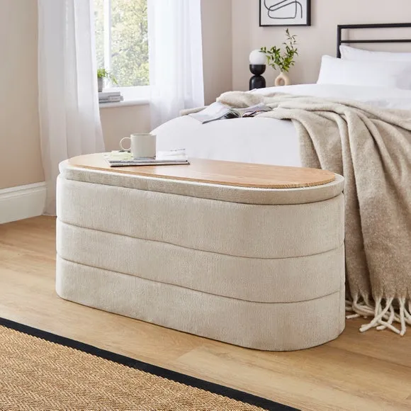 Chenille Lozenge Ottoman with Tray 2