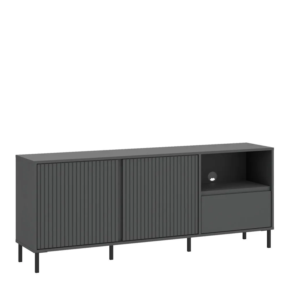 Furniture To Go Avenale Wide TV Cabinet 2 Door 1 Drawer in Anthracite in Dark Grey 2