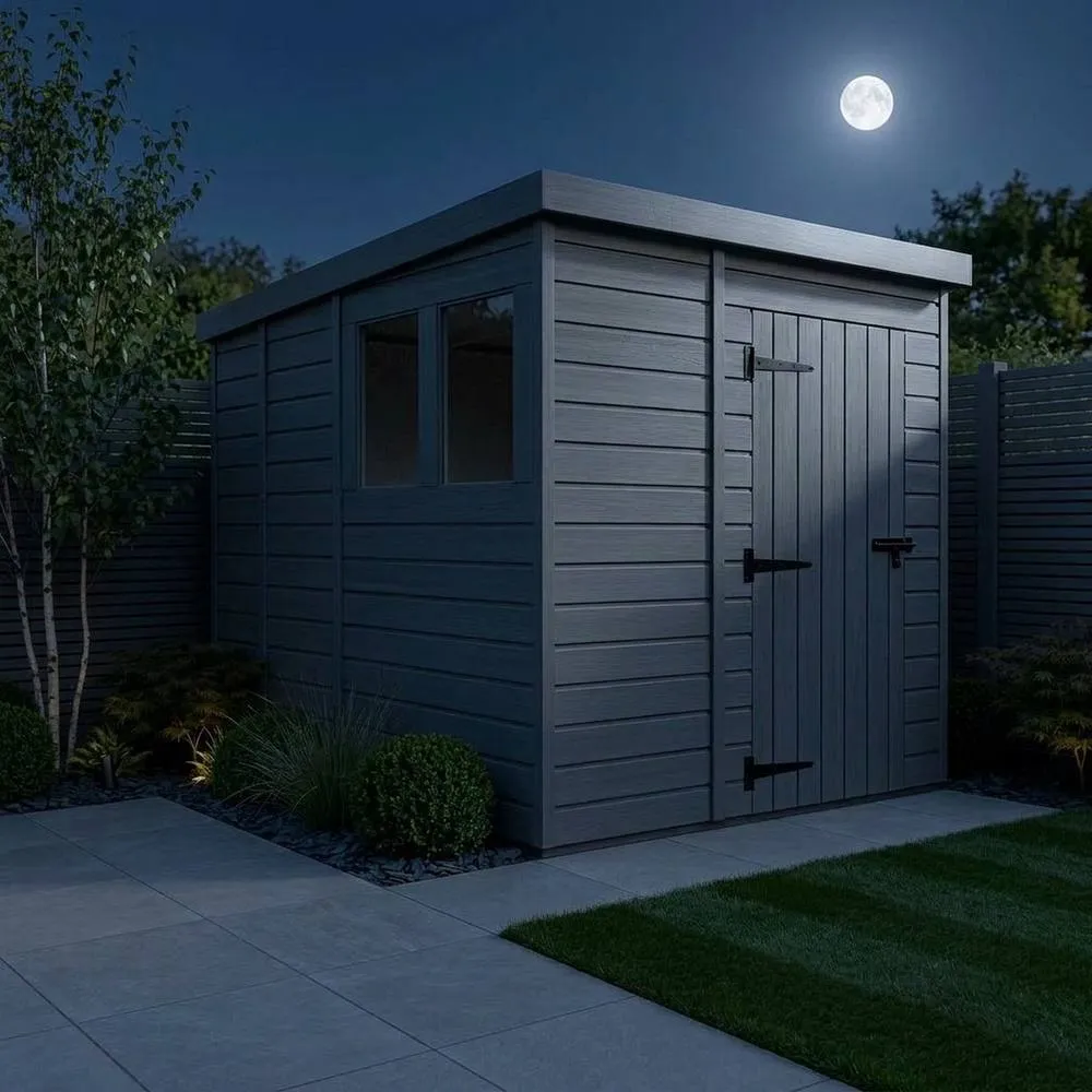 Buttercup Farm 7ft x 9ft Composite Pent Garden Shed Single Door With Windows - Grey 3