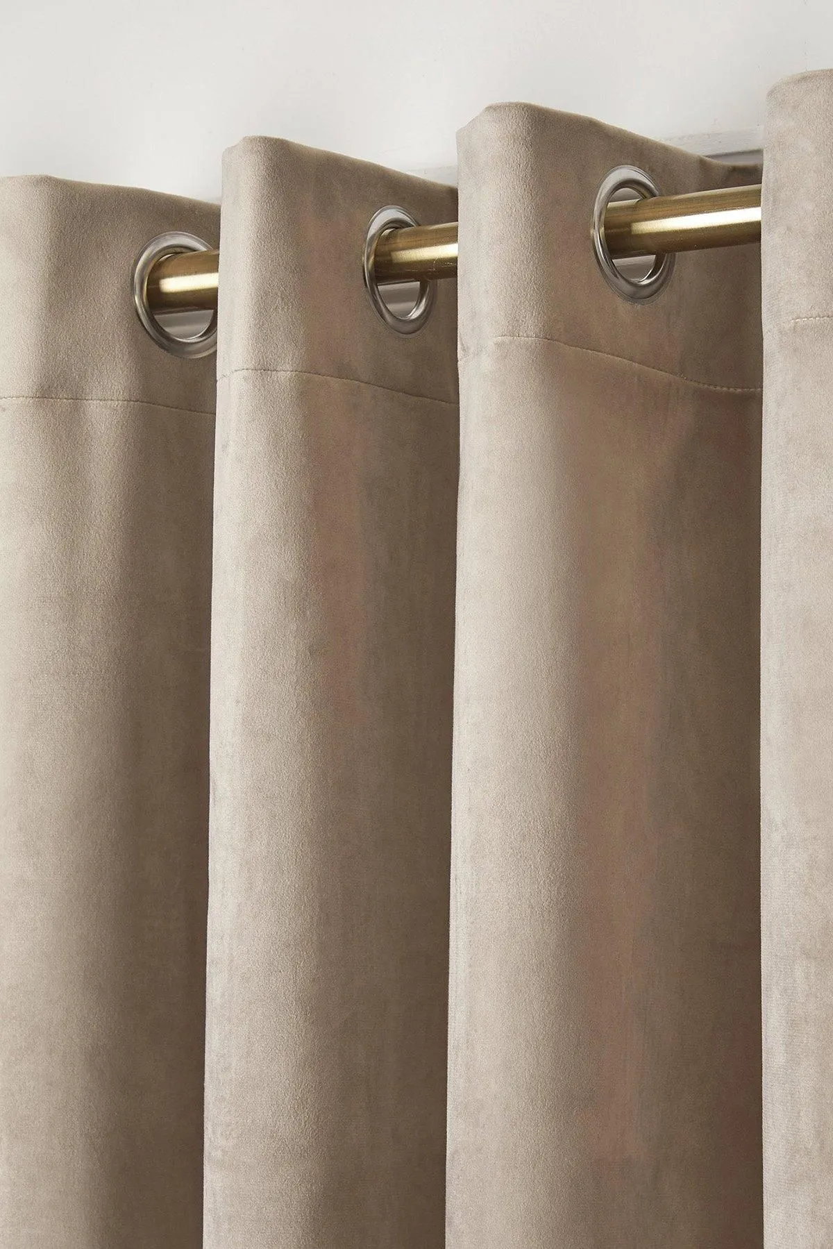 Laurence Llewelyn-Bowen Montrose' Velvet Blackout-Coated Pair of Eyelet Curtains in Natural 2