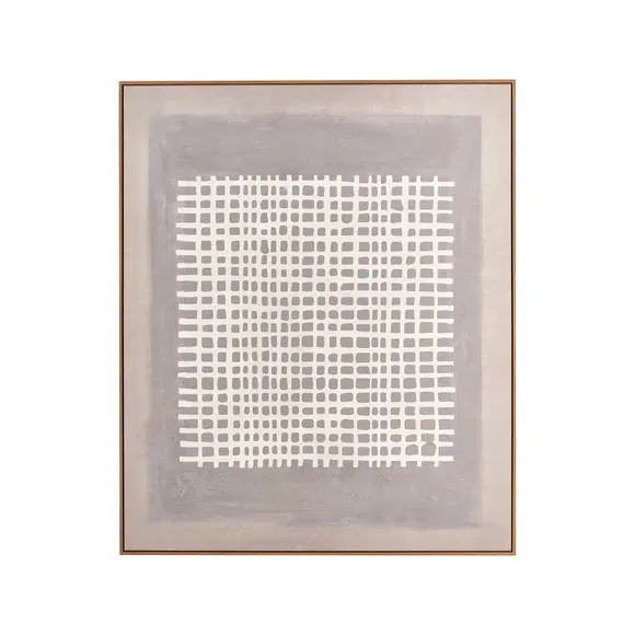 Brown & Natural Grid Design Framed Canvas 5