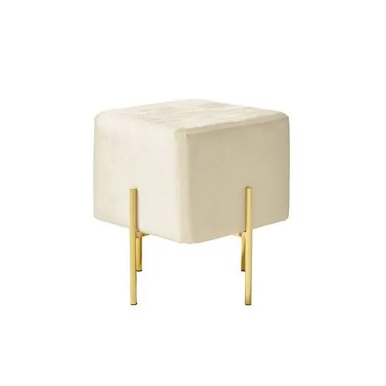 Ryman Stool In White Velvet And Gold Plated Stainless Steel