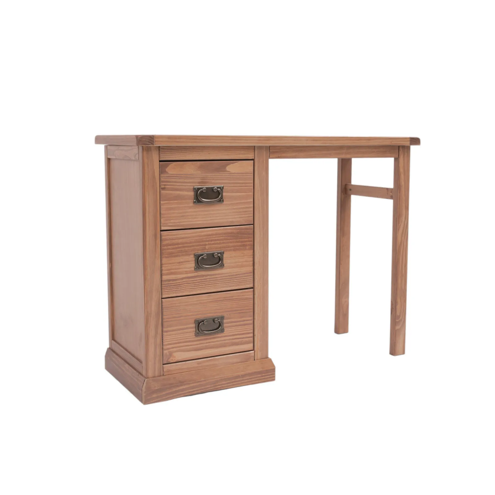 Cabinet Bits Tirolo 3 Drawer Desk - Dressing Table Brass Drop Handle in Brown 2