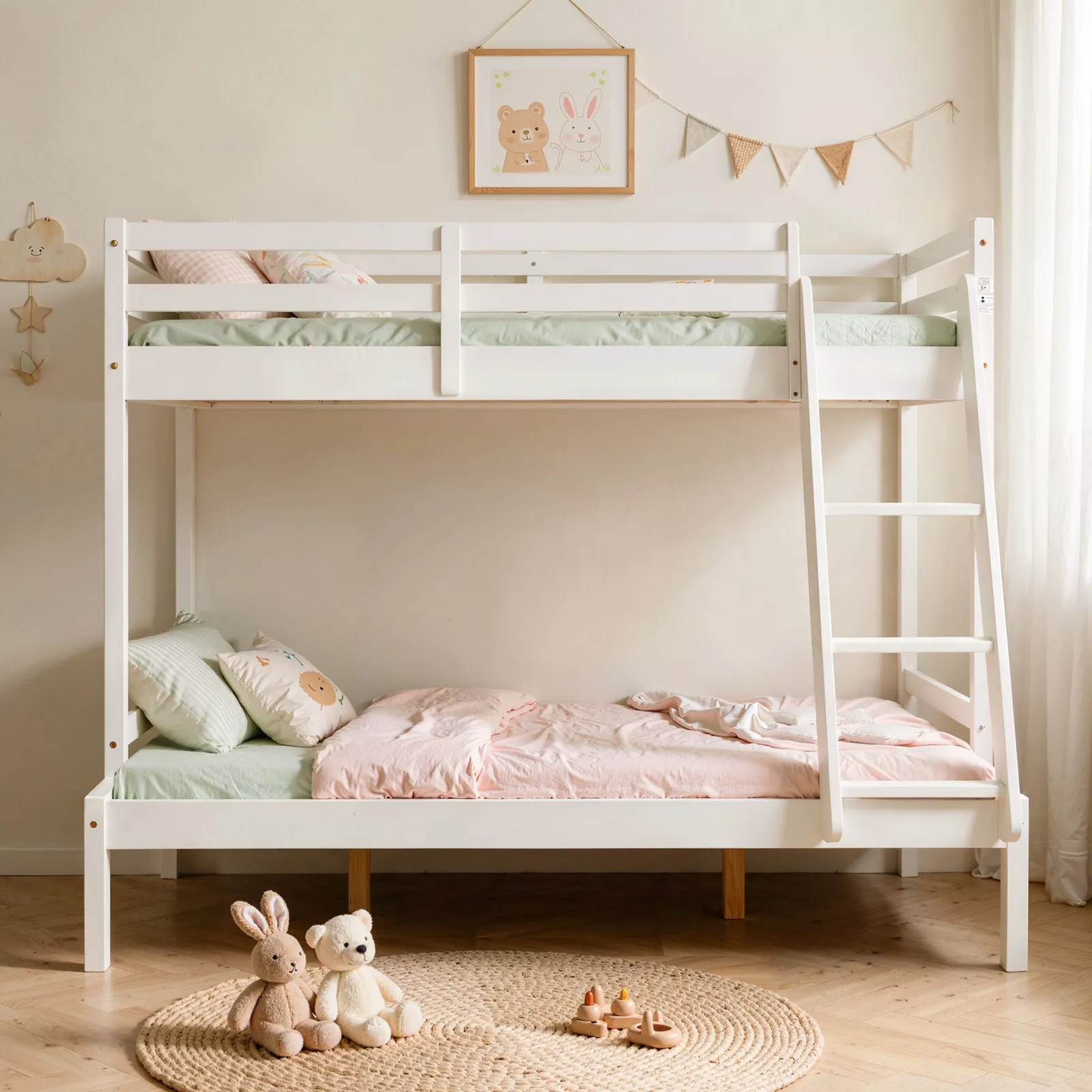 Comfy Living Ltd Wooden Triple Bunk 3ft/4ft In Various Colours in White 3