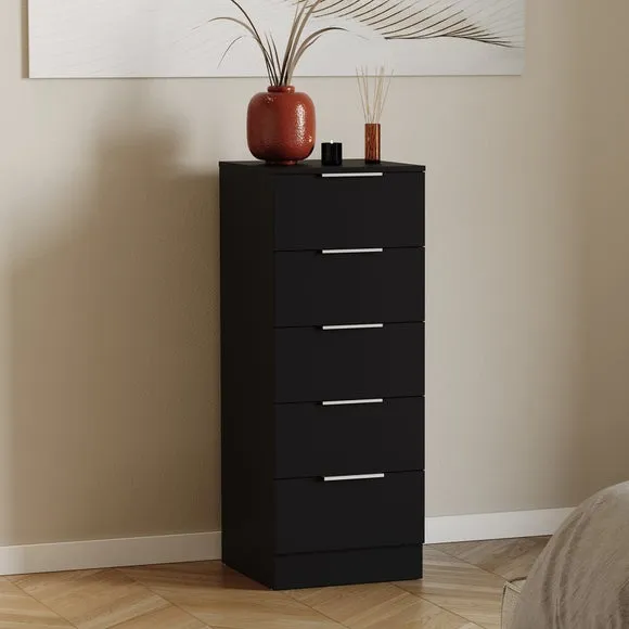 Return - Hayes 5 Drawer Narrow Chest, Black
