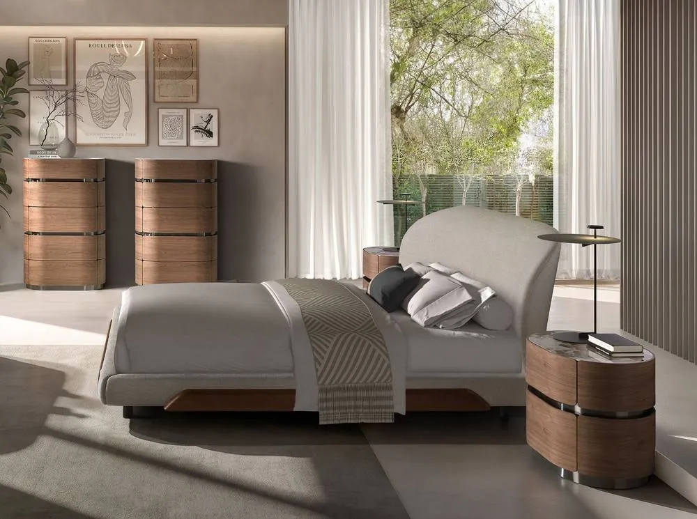 Angel Cerda Modern Double Bed in Light Grey 5