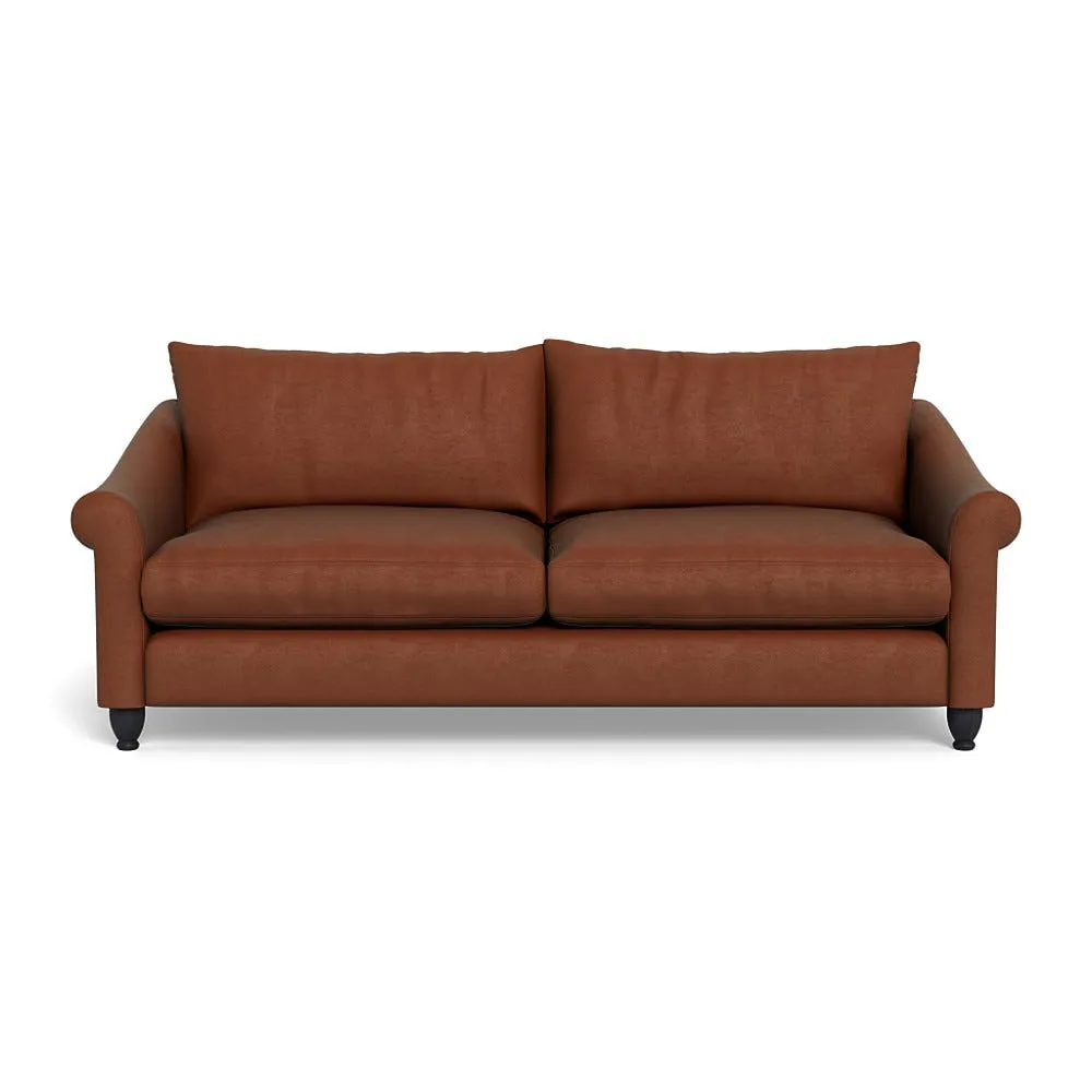 Heal's Devon 4 Seater Sofa Smart Luxe Velvet Tawny Black Feet 1