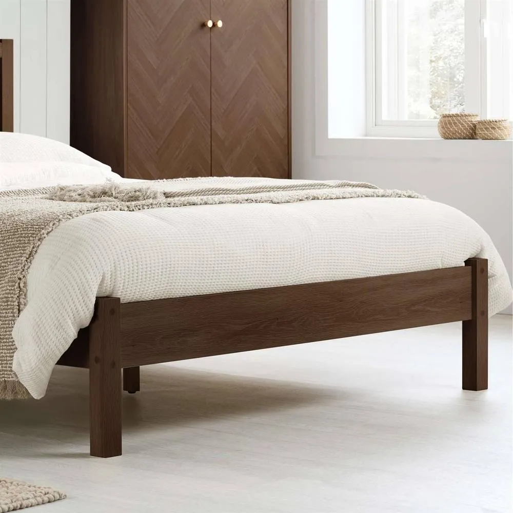 Birlea Double Bed Frame Walnut Herringford 4ft6 135cm Chevron Parquet in Brown 3