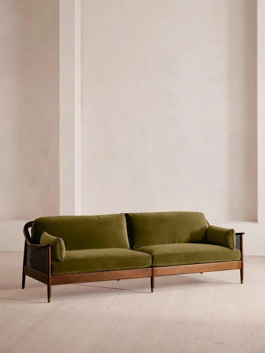 Atlanta Four Seater Sofa, Velvet, Olive