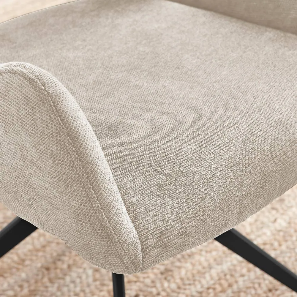 FurnitureboxUK 2x Layla Cream Fabric Swivel Dining Chairs 6