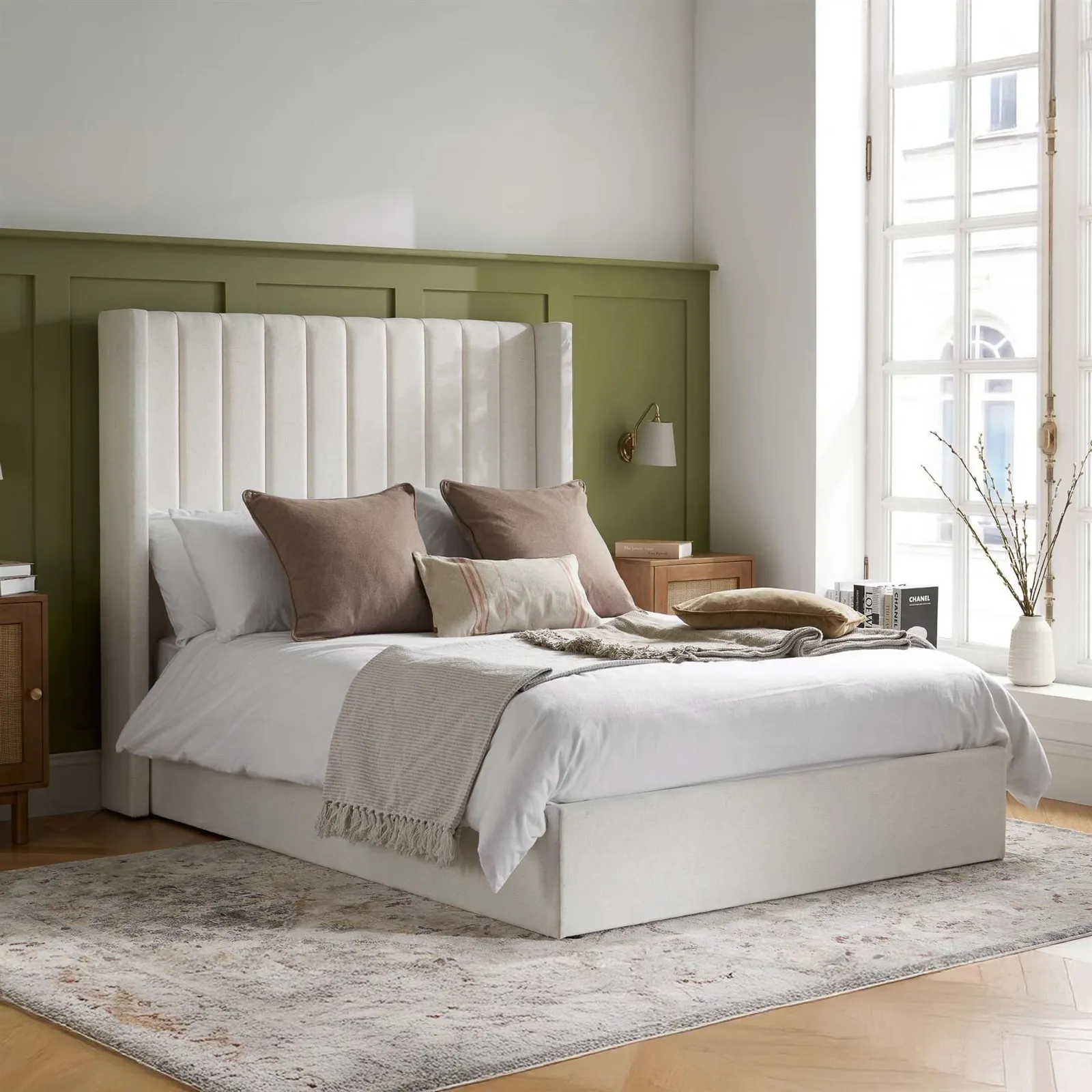 Birlea Maisey Ottoman Cream Linen Fabric Double Bed Frame 2