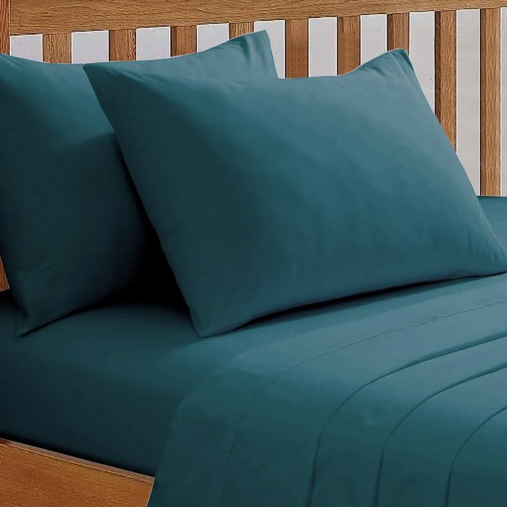 Smart Living Polycotton Housewife Pillowcases 4 Pack 48x74cm Bedding in Teal 2