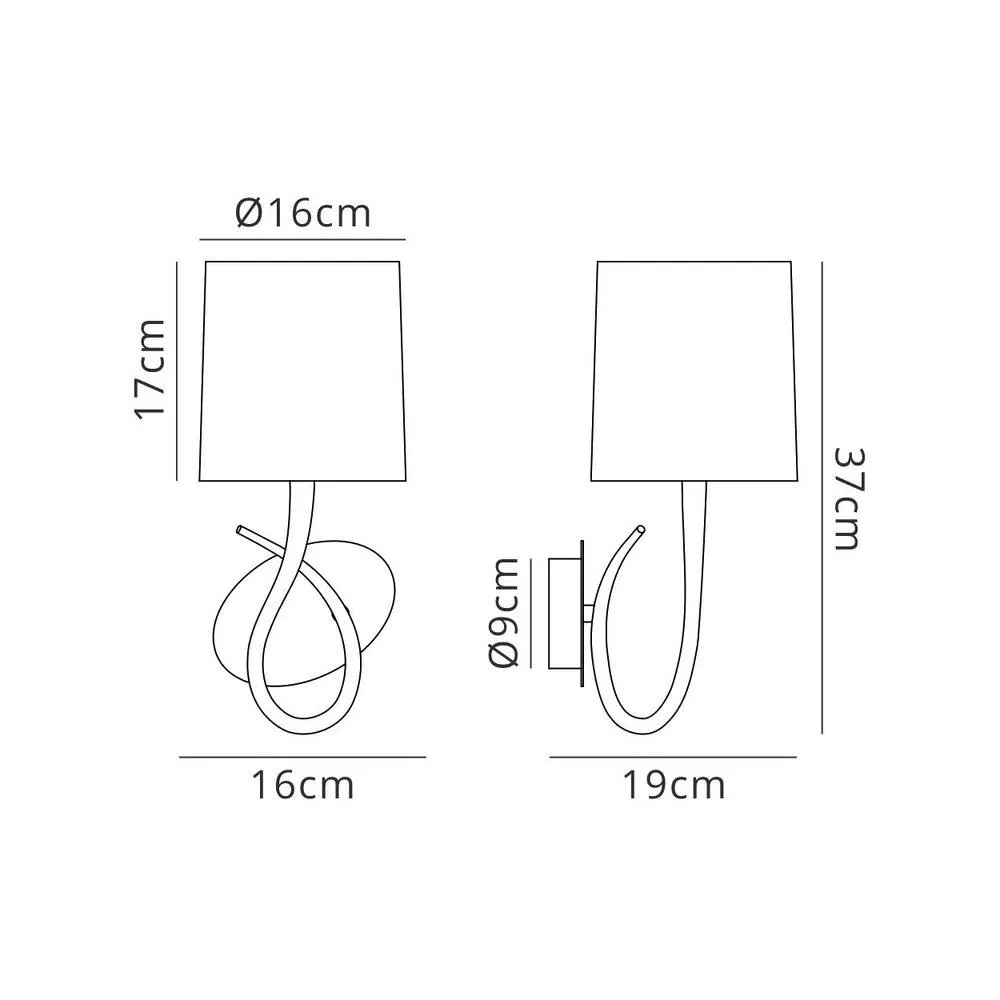 Netlighting Lua Wall Lamp Switched 1 Light E27 Satin Nickel with White Shade in Grey 2