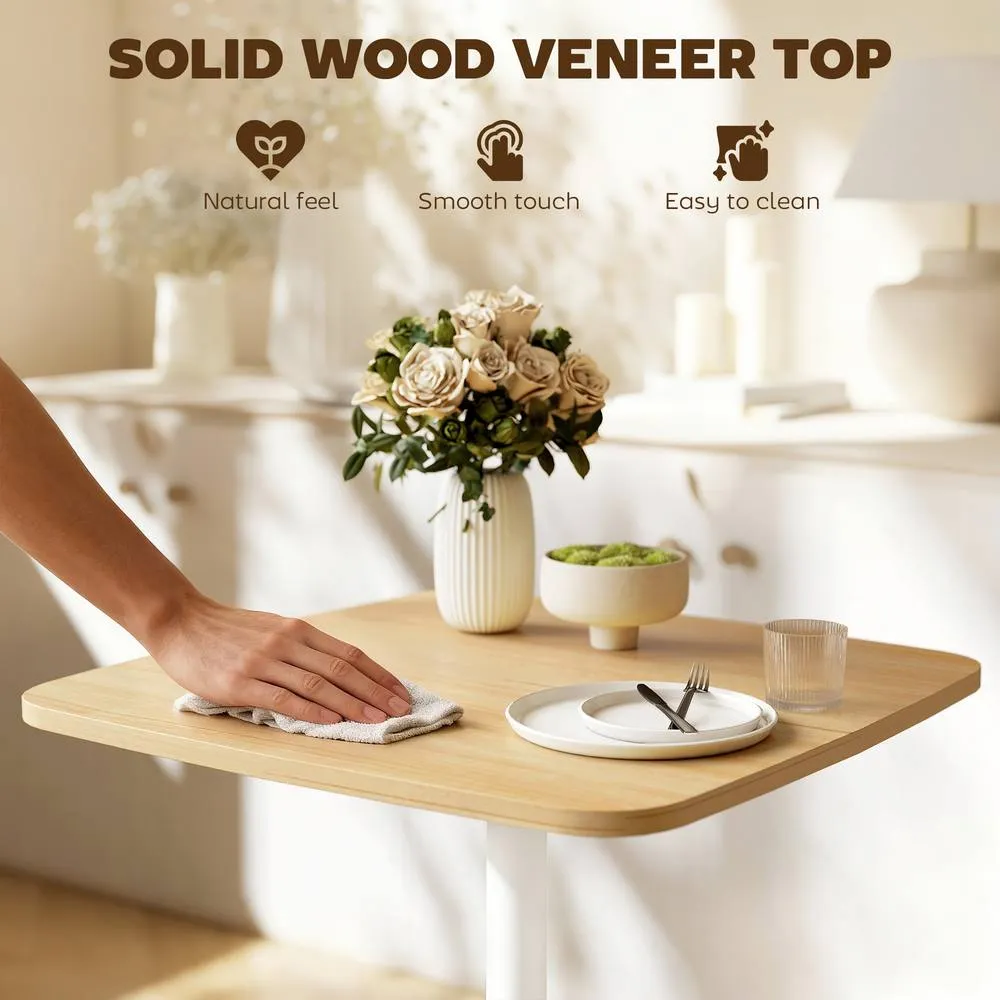 HOMCOM Dining Table for 2, Small Kitchen Table with Wood Veneer Top, Natural 6