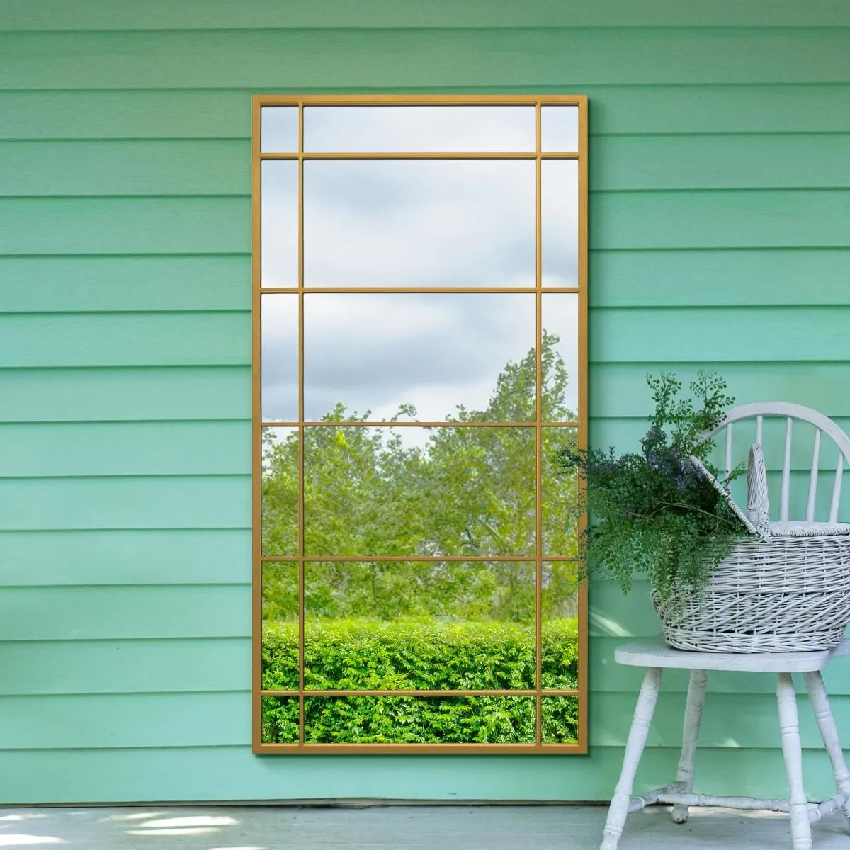 MirrorOutlet Gold Metal Framed Window Wall or Leaner Garden Mirror (160CM X 80CM) 6