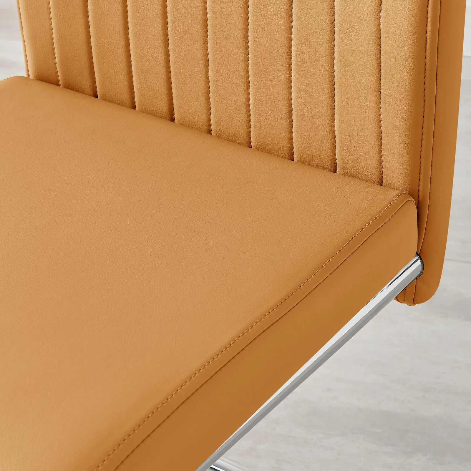 FurnitureboxUK 2x Lorenzo Faux Leather Chrome Dining Chairs in Mustard 6