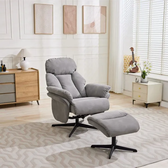 Edinburgh Faux Suede Swivel Chair with Footstool