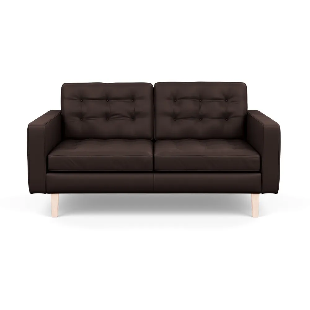 Heal's Hepburn 2 Seater Sofa Leather Grain Chocolate 068 Natural Feet