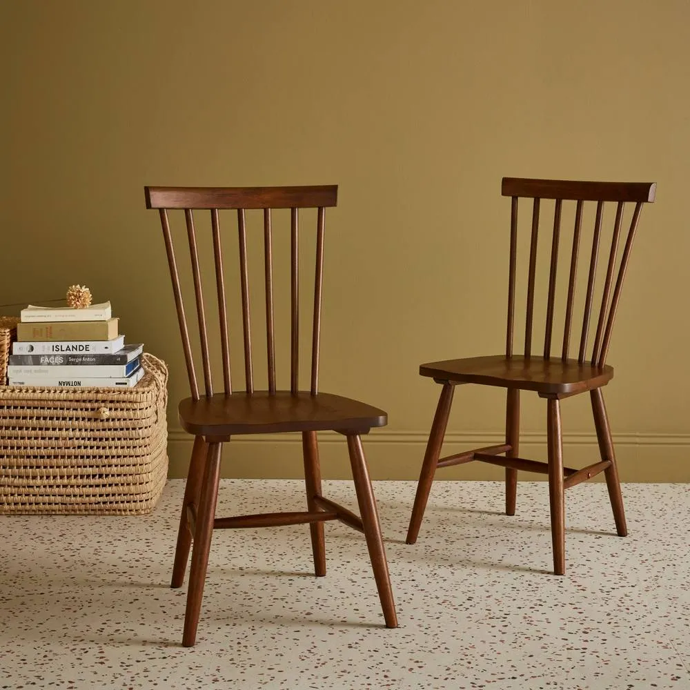 sweeek Pair Of Wooden Dining Chairs in Dark Brown 6