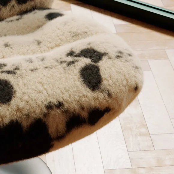 Zaley Cow Print Faux Fur Swivel Chair 4