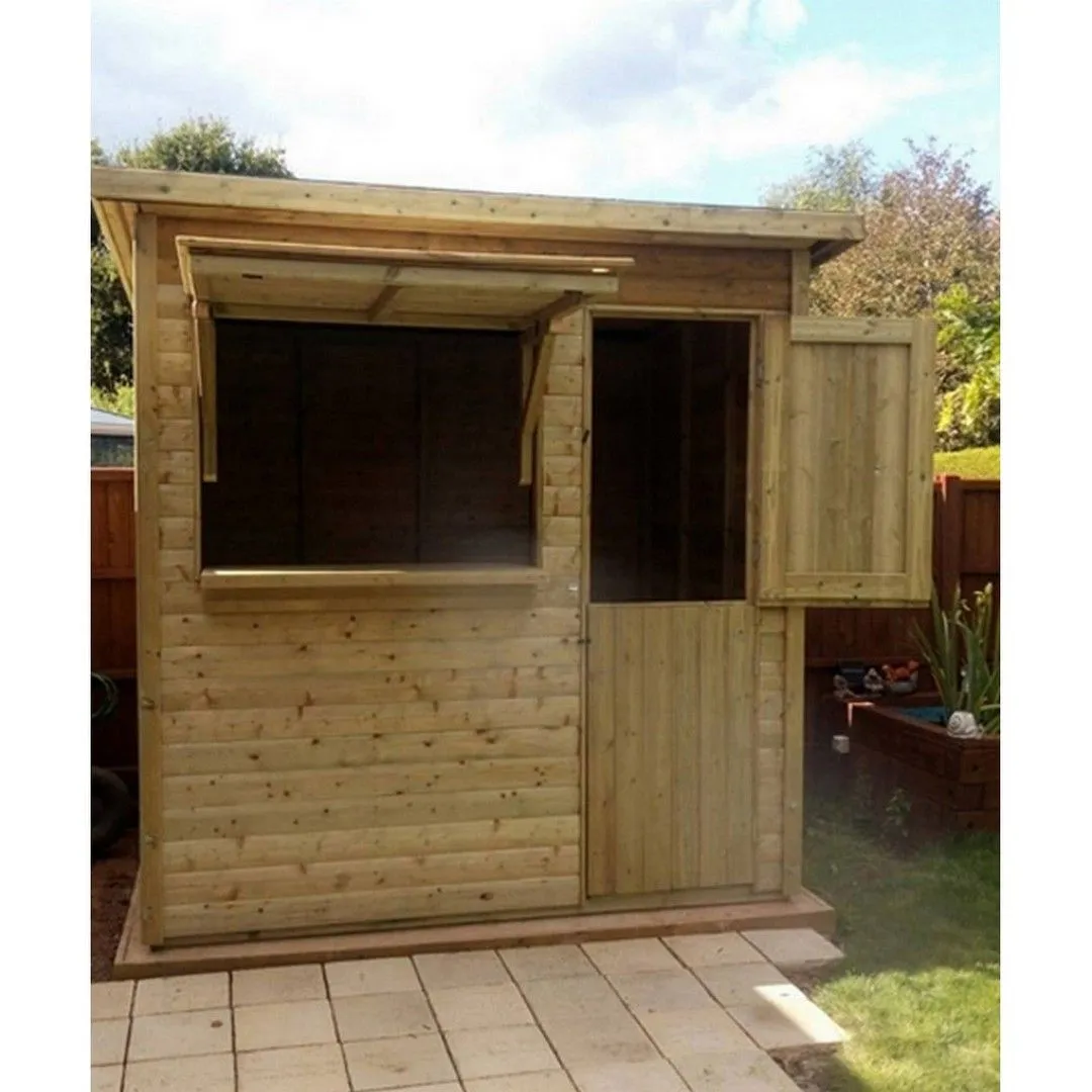 Churnet Valley Garden Furniture Ltd 2.4m x 1.8m Pent Bar - Timber - Minimal Assembly Required in Brown
