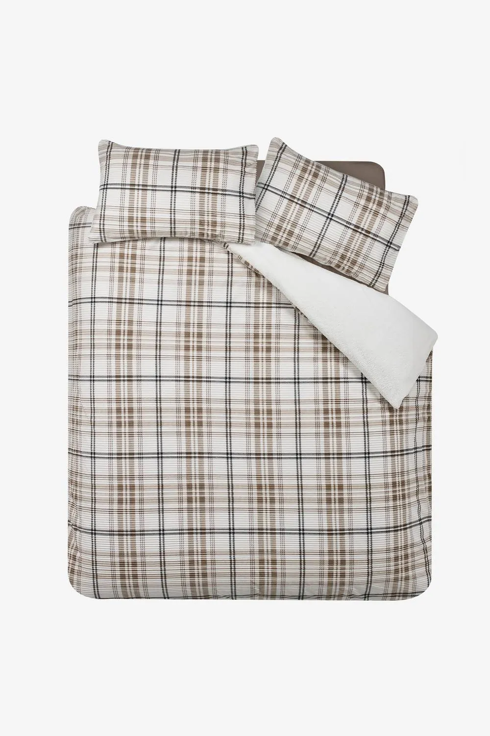 Catherine Lansfield 'Cosy Ribbed Check' Duvet Cover Set in Natural 4