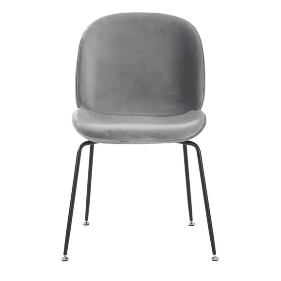Fusion Living Luxurious Velvet Dining Chair with Black Metal Legs 3