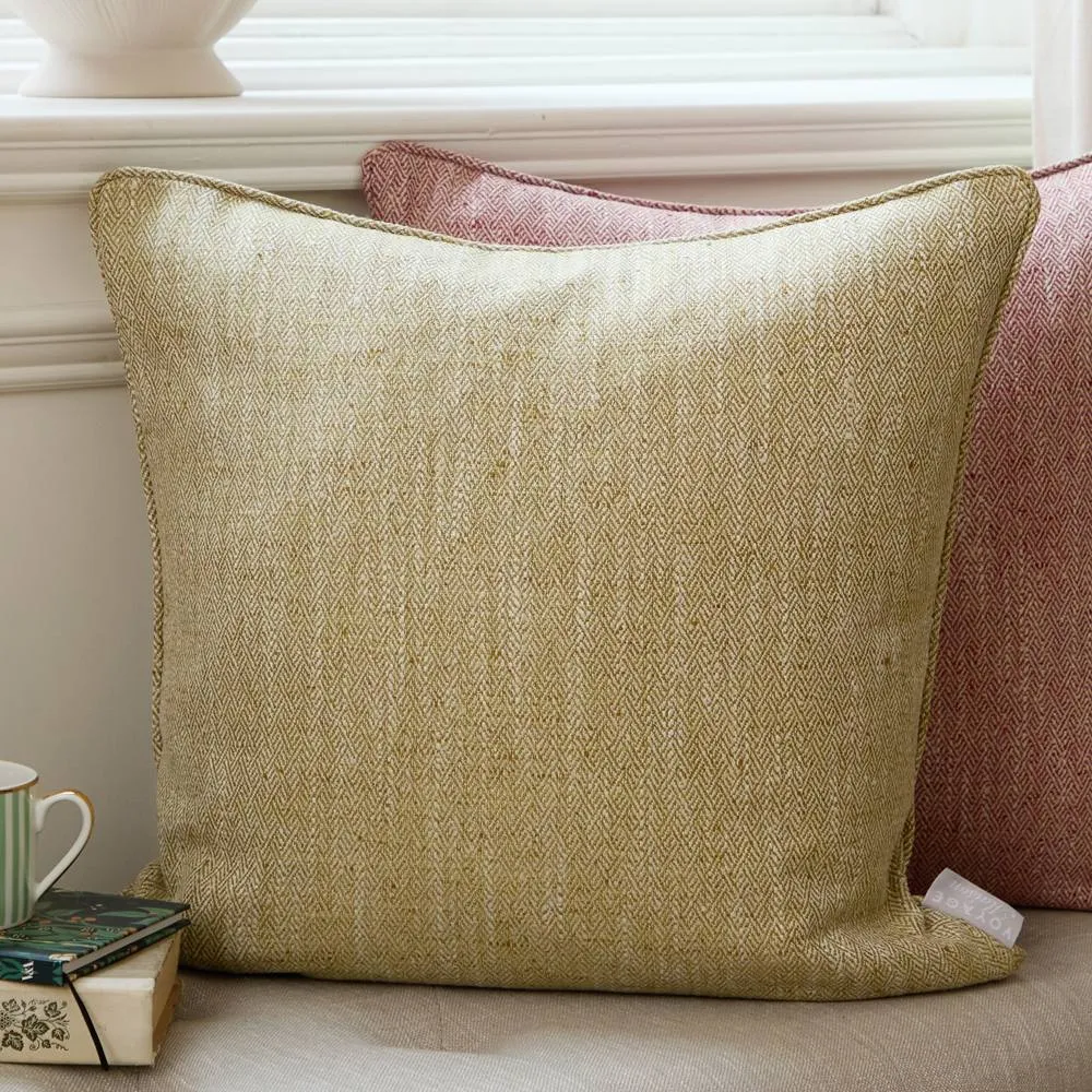 Voyage Maison Jedburgh Textured Woven Square Cushion in Yellow 1