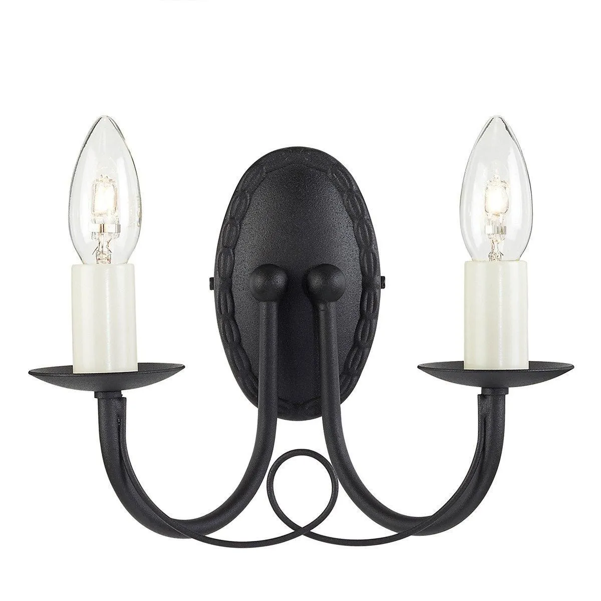 Netlighting Minster 2 Light Indoor Candle Wall Light Black E14