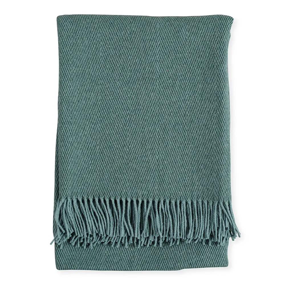 Heal's Herringbone Wool & Cashmere Throw Green 2