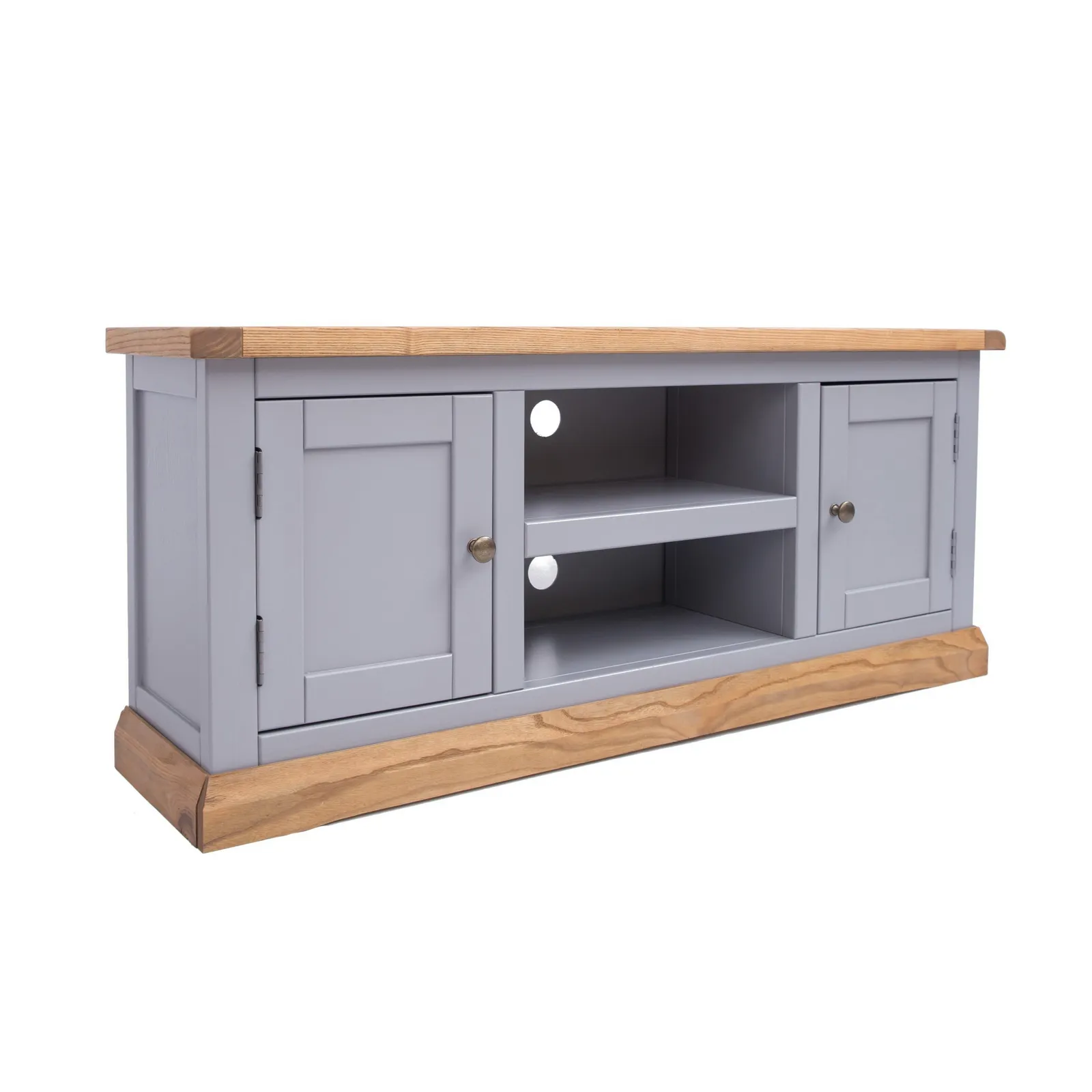 Cabinet Bits Biccari Grey 2 Door TV Cabinet Brass Knob 2