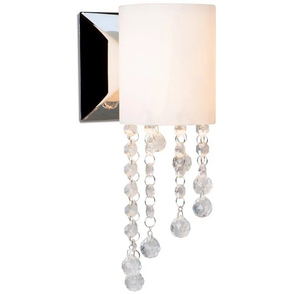 Netlighting Tango Glass & Crystal Wall Light Chrome in Grey
