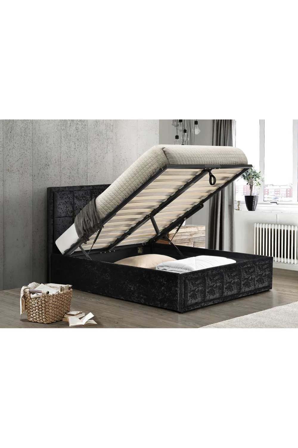 Birlea Fabric Ottoman Bed Frame Storage Hannover Gas Lift in Black 2
