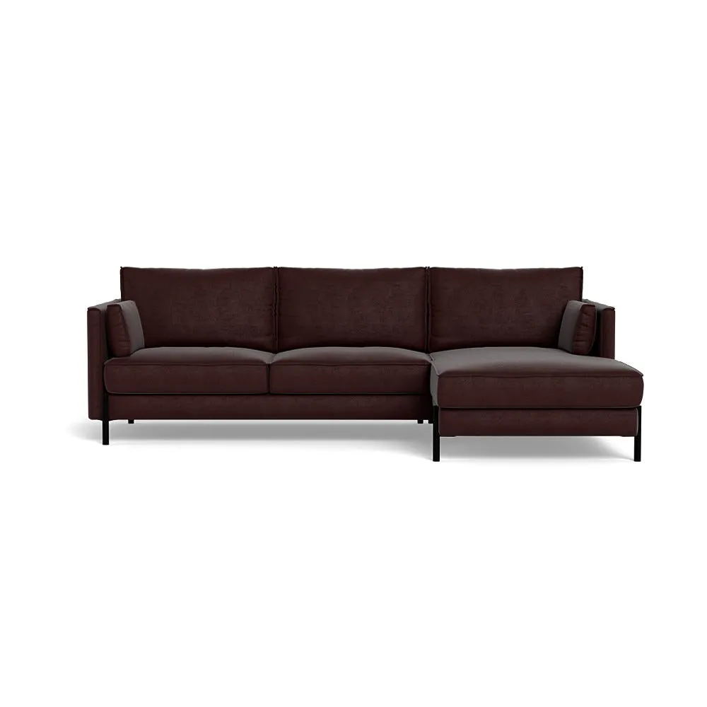 Heal's Tortona Right Hand Facing Corner Sofa Smart Luxe Velvet Acorn Black Feet 1
